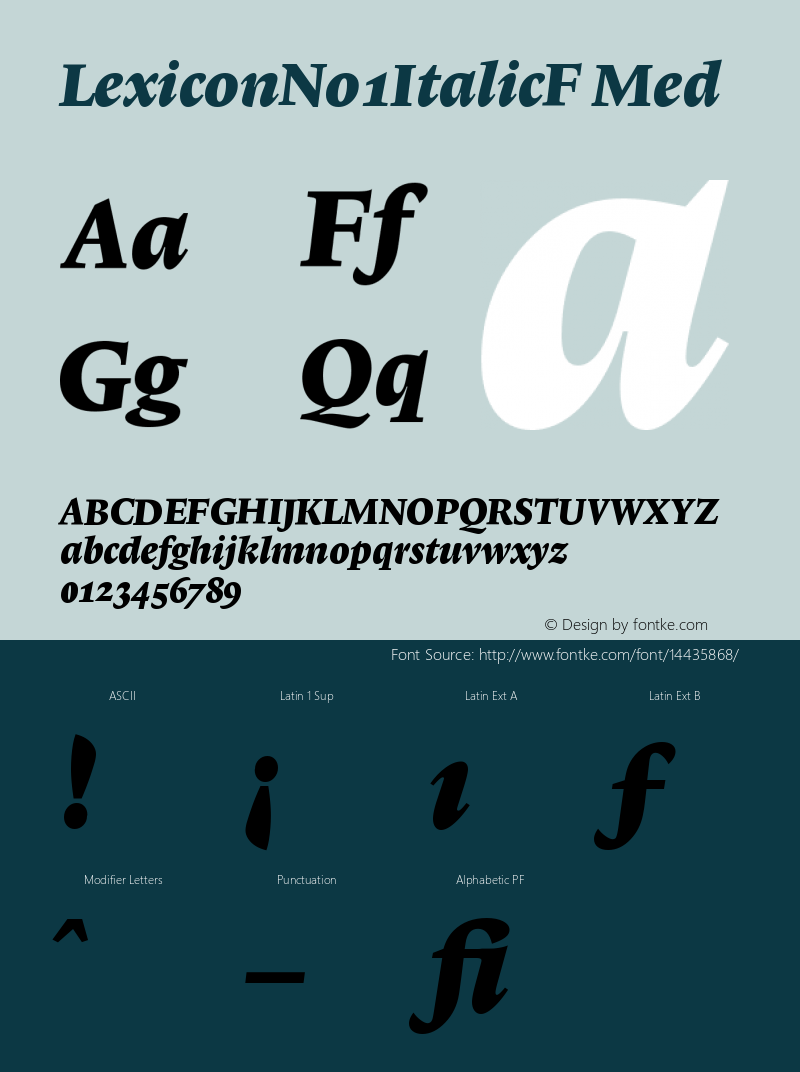 LexiconNo1ItalicF Med Version 001.000 Font Sample