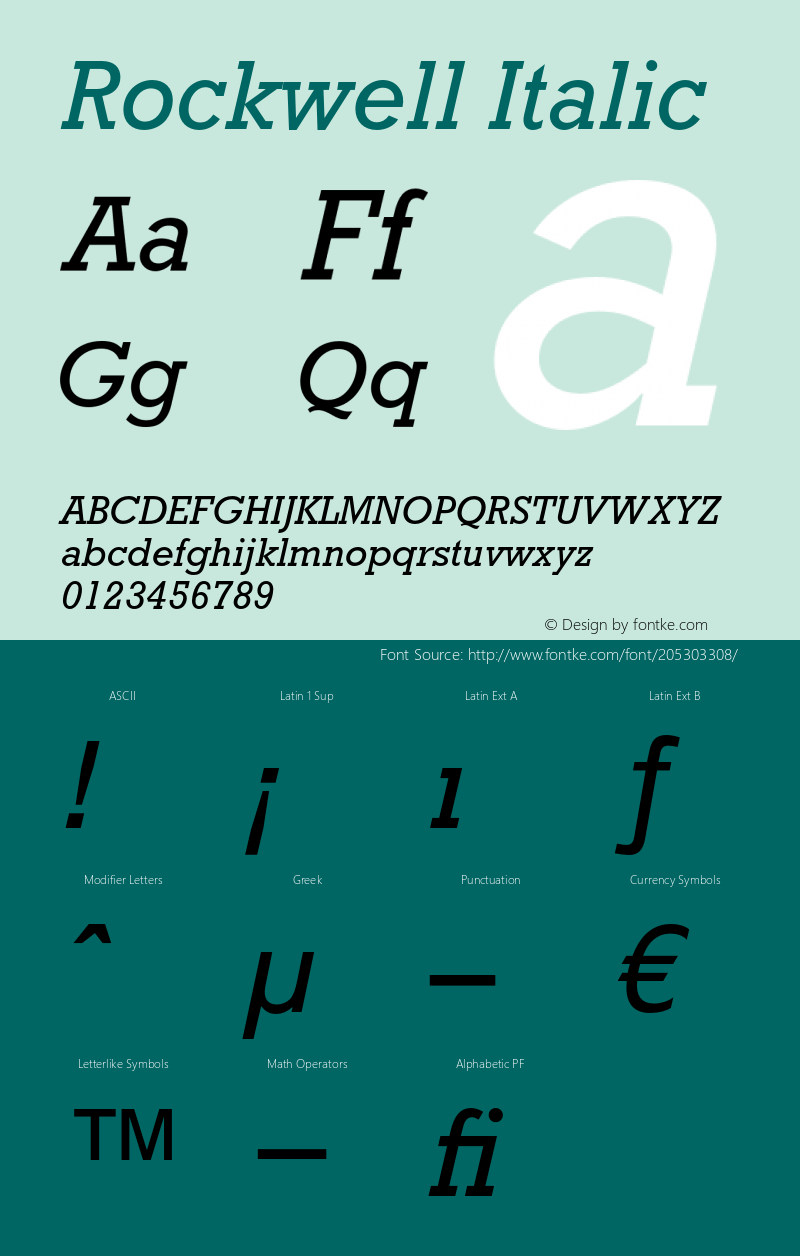 Rockwell-Italic OTF 1.0;PS 001.000;Core 1.0.22图片样张