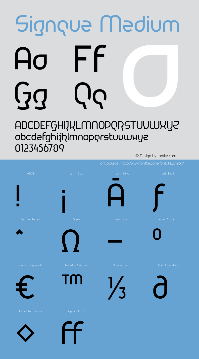 Signque Medium Version 1.002 Font Sample