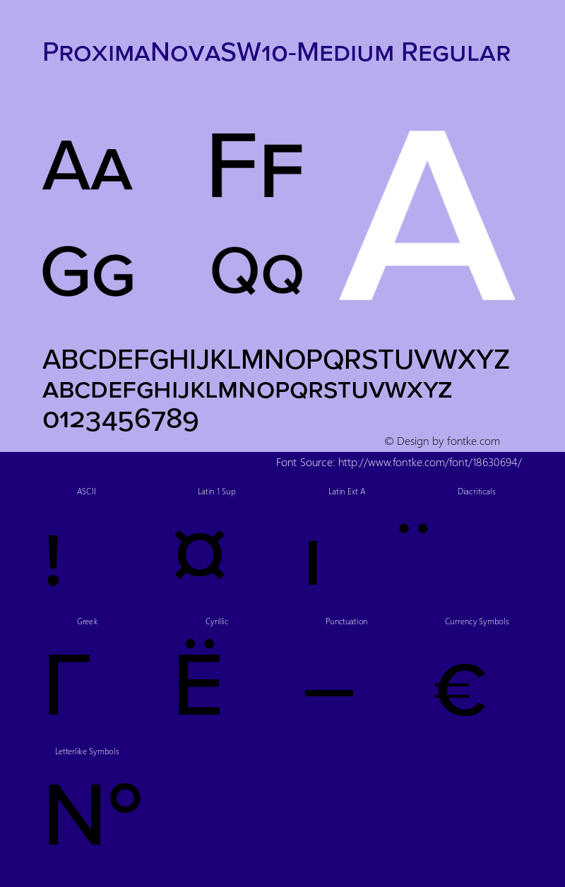 ProximaNovaSW10-Medium Regular Version 3.50 Font Sample