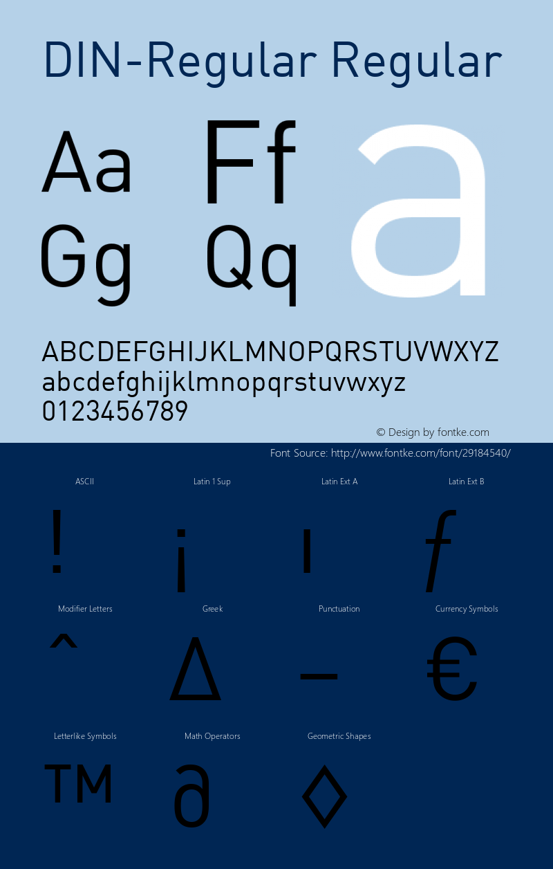 DIN-Regular Version 4.31; 1970 Font Sample