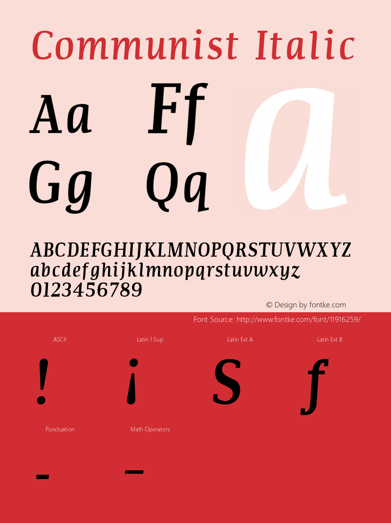 Communist Italic Macromedia Fontographer 4.1.5 25‐07‐2001 Font Sample