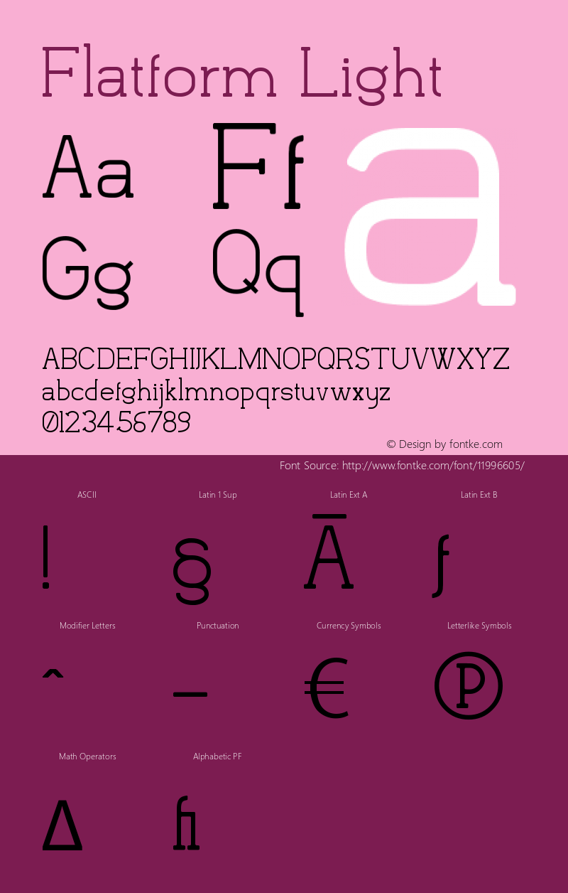 Flatform Light 001.000 Font Sample