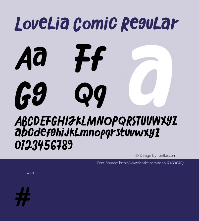 Lovelia Comic Regular Version 1.000;PS 001.000;hotconv 1.0.88;makeotf.lib2.5.64775 Font Sample