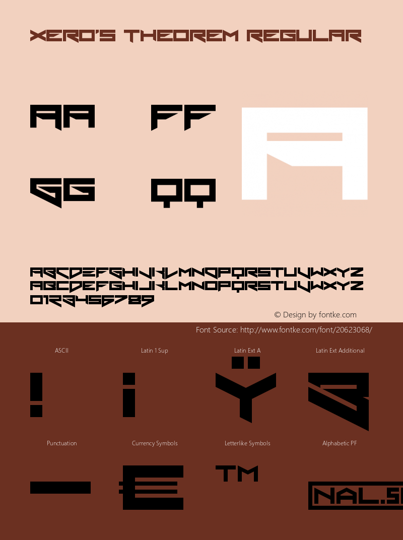 Xero's Theorem Regular Version 1.0 Font Sample