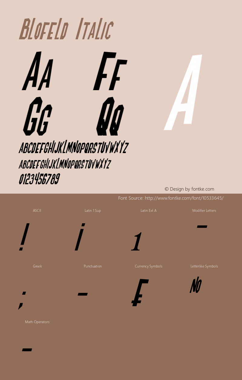 Blofeld Italic Version 1.50 December 29, 2013 Font Sample