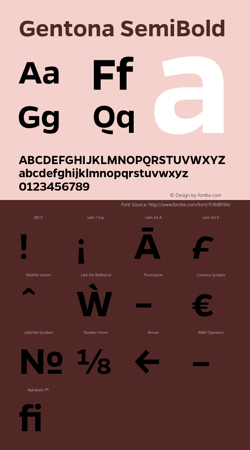 Gentona SemiBold Version 1.001;PS 001.001;hotconv 1.0.70;makeotf.lib2.5.58329 Font Sample