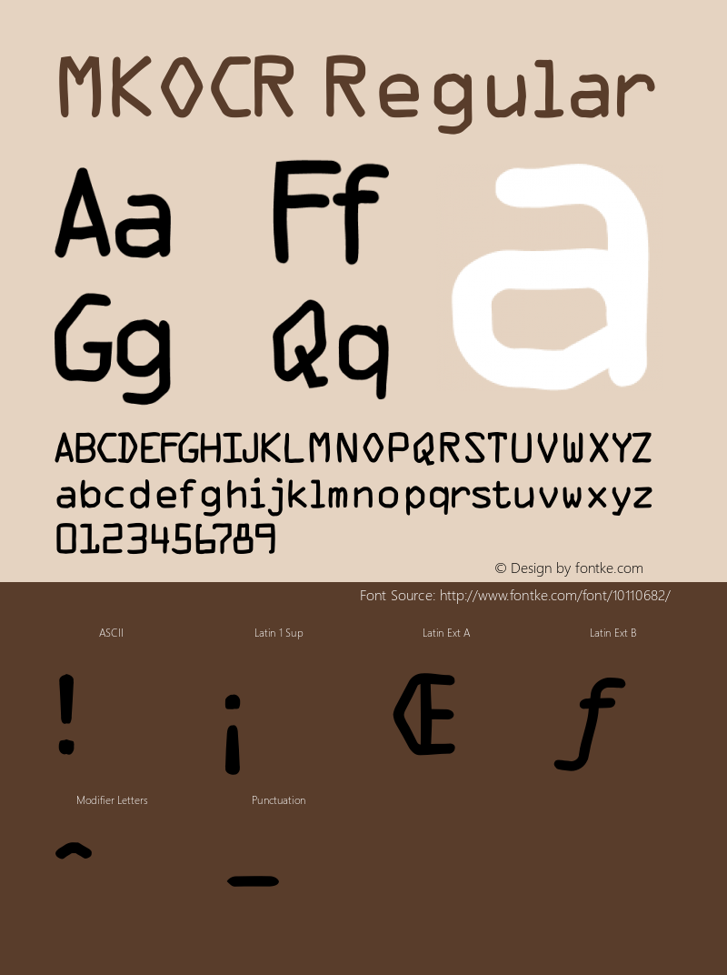 MKOCR Regular 1.0 2002-09-06 Font Sample