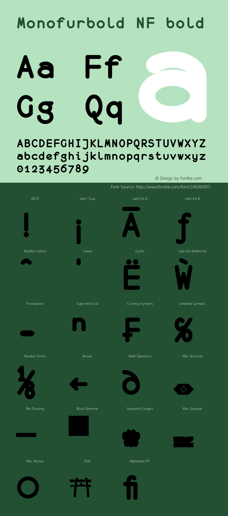 monofur bold Nerd Font Complete Mono Windows Compatible 1.0 2014-12-12 Font Sample