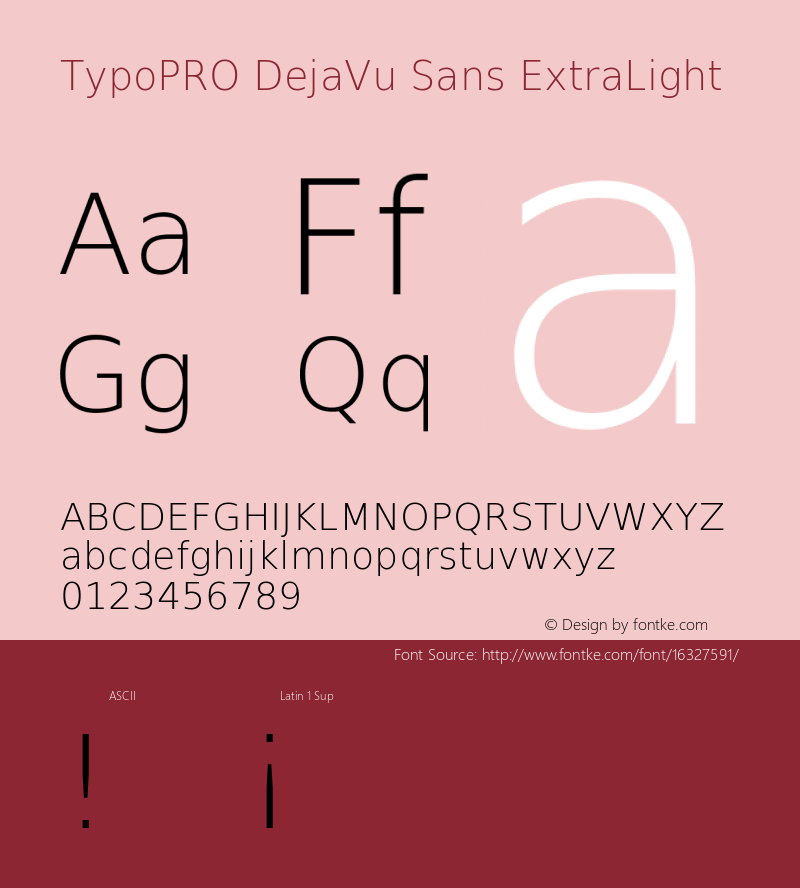 TypoPRO DejaVu Sans ExtraLight Version 2.34 Font Sample