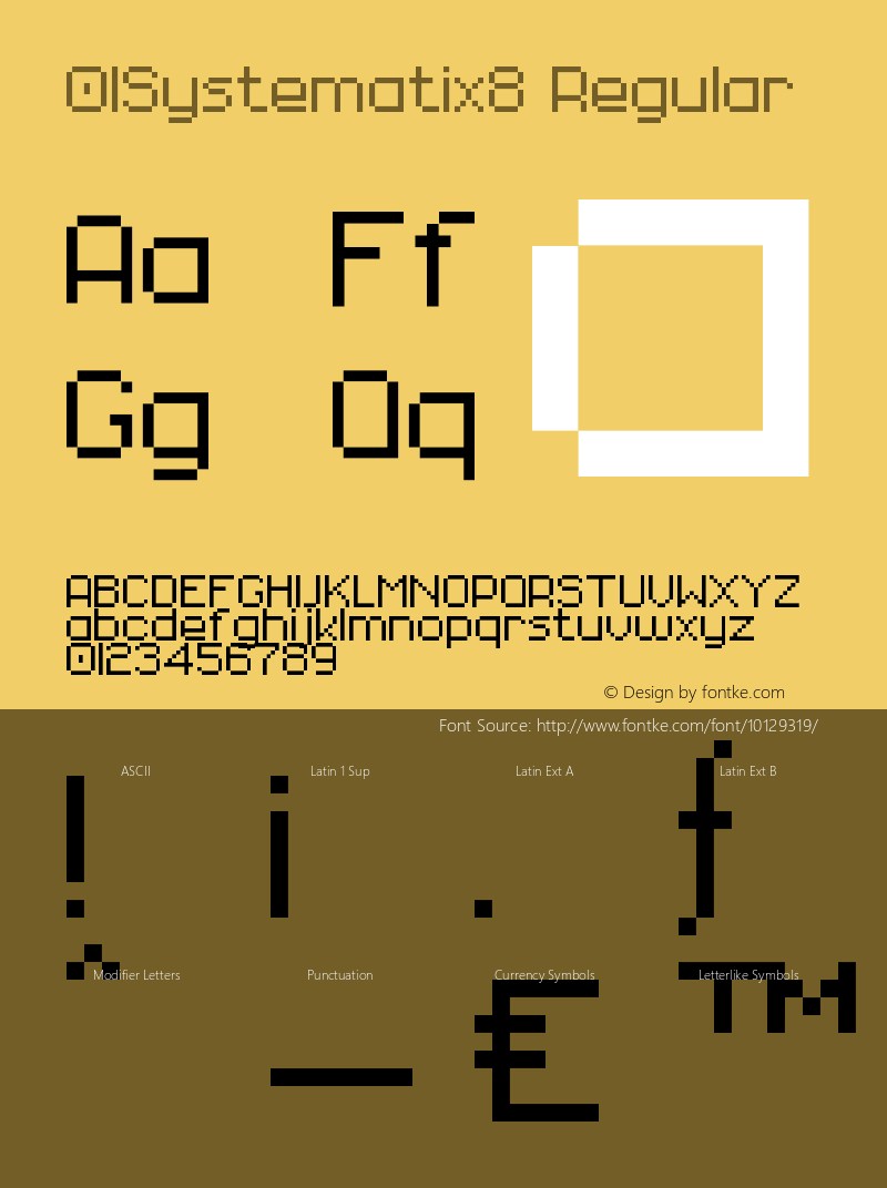 01Systematix8 Regular 1.00 Font Sample