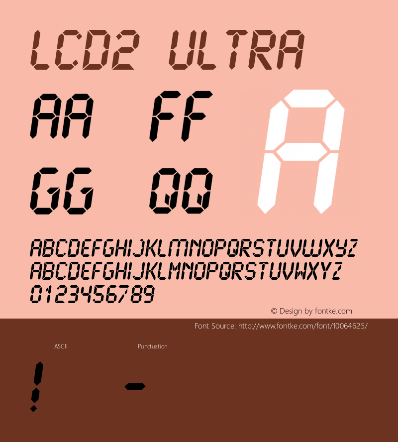 LCD2 Ultra Altsys Fontographer 4.0.4 1999/10/30 Font Sample