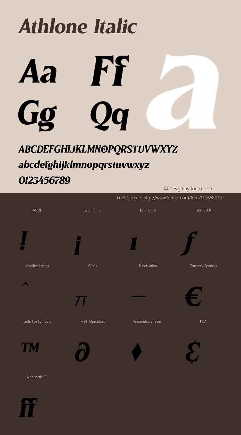 Athlone-Italic Version 1.000 Font Sample