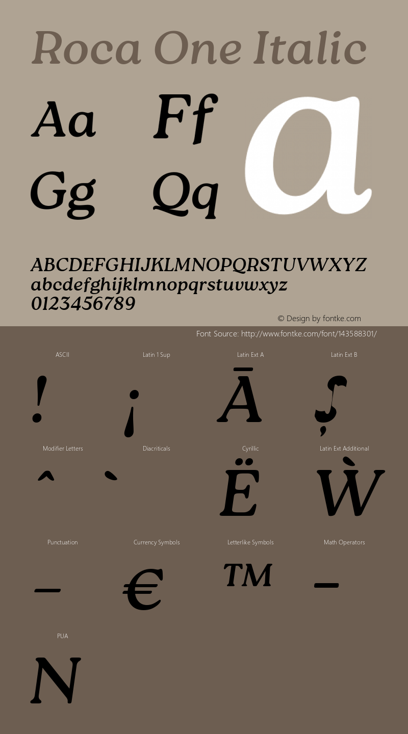 Roca One Italic 1.000 Font Sample