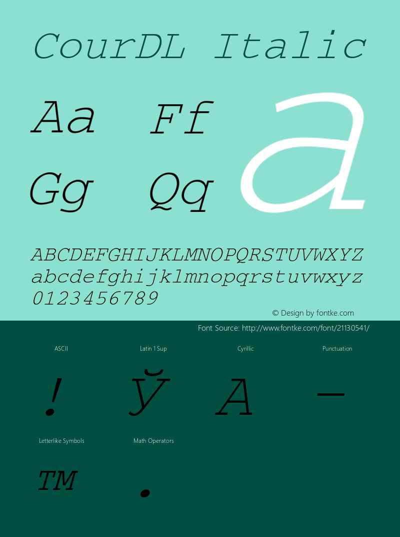 CourDL Italic Version 1.0 Font Sample