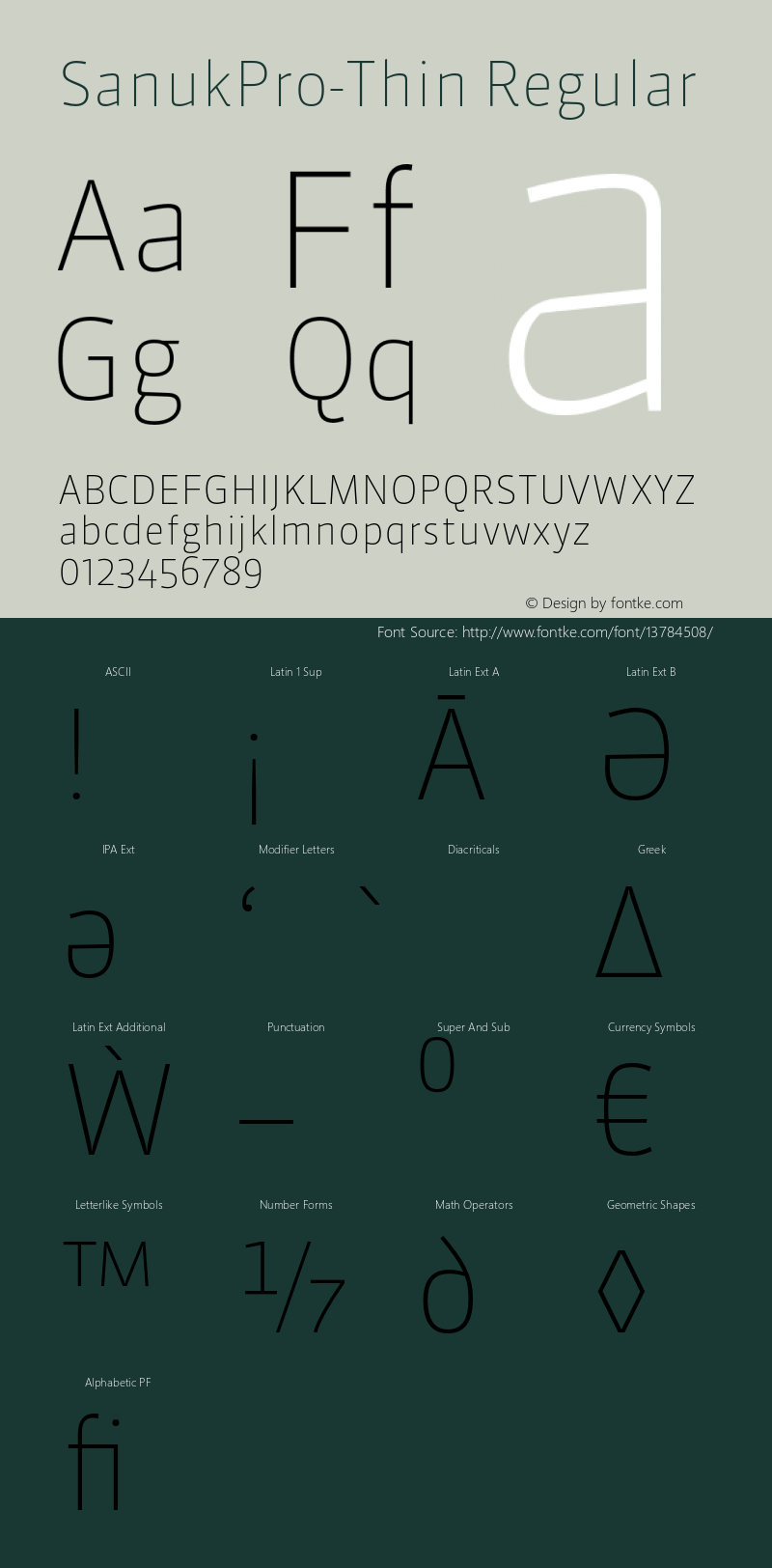 SanukPro-Thin Regular Version 7.504; 2010; Build 1022 Font Sample