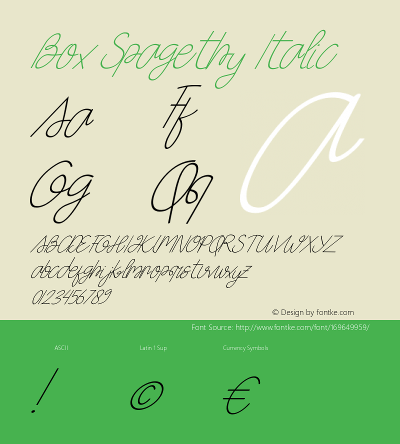 Box Spagethy Italic Version 1.00;November 26, 2020;FontCreator 12.0.0.2563 64-bit图片样张