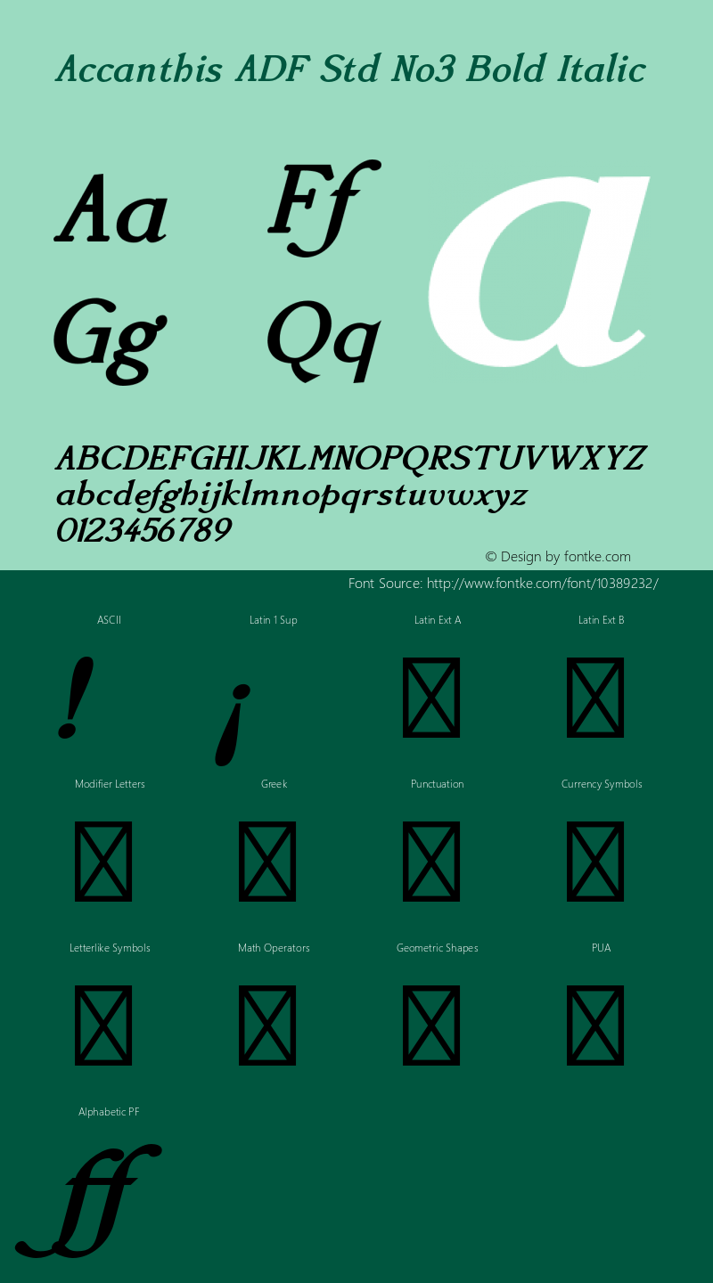Accanthis ADF Std No3 Bold Italic Version 1.008;FFEdit Font Sample