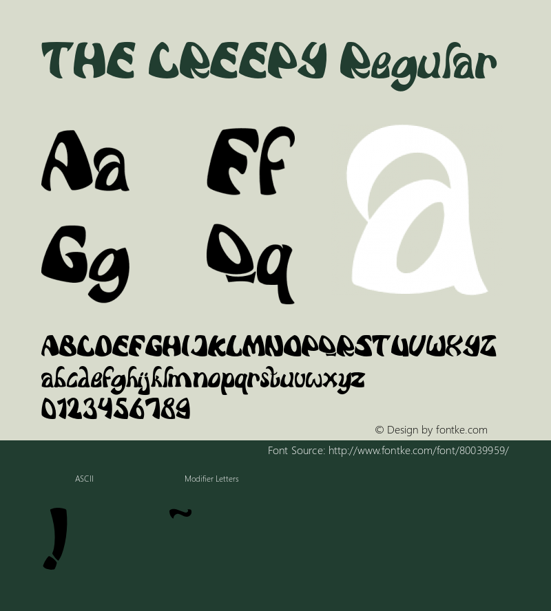 THE CREEPY Version 1.000 Font Sample