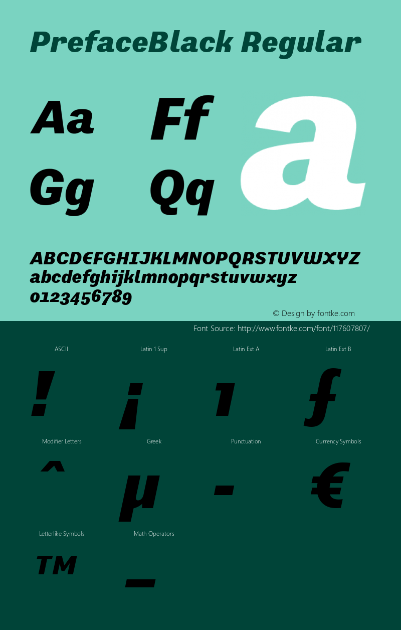 PrefaceBlack W05 Italic Version 4.10 Font Sample