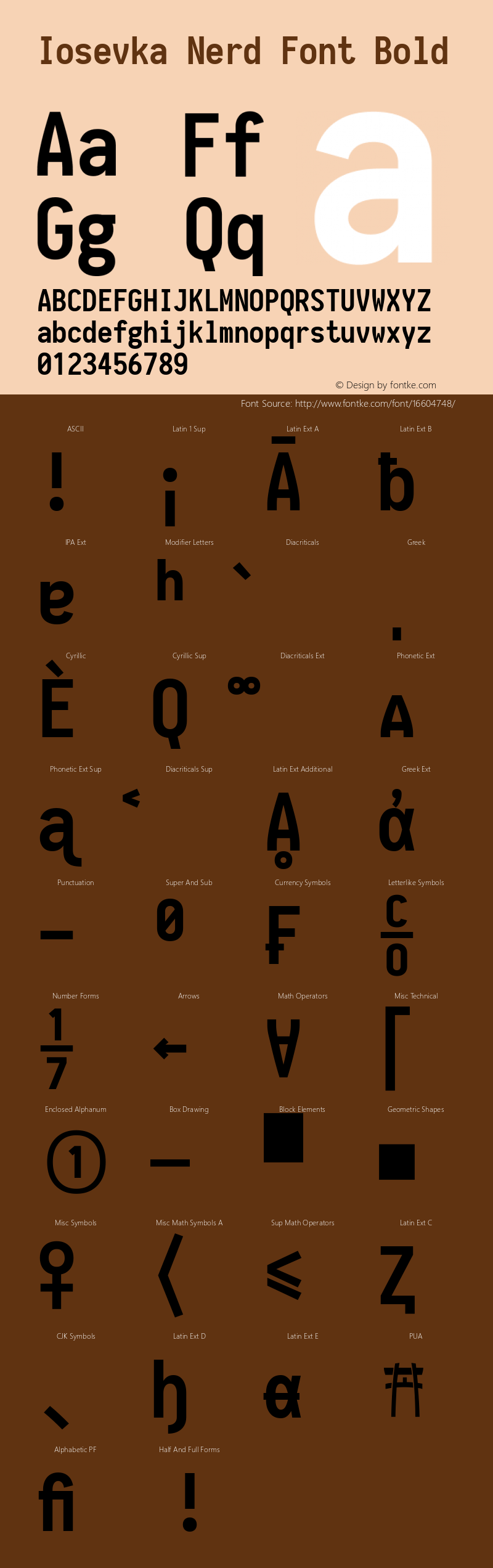 Iosevka Nerd Font Bold 1.8.4; ttfautohint (v1.5) Font Sample