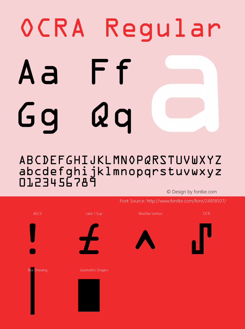 OCR A Version 2 Font Sample