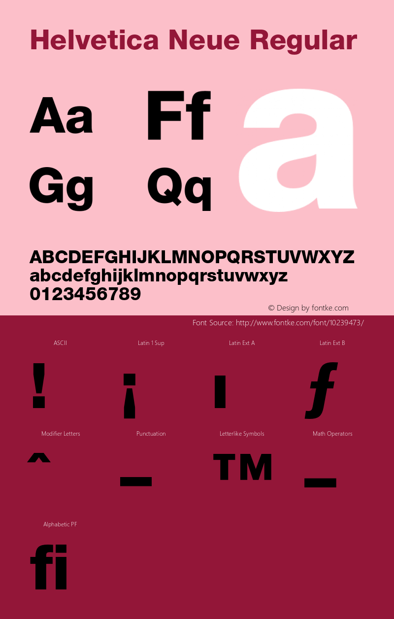 Helvetica Neue Regular 001.002 Font Sample