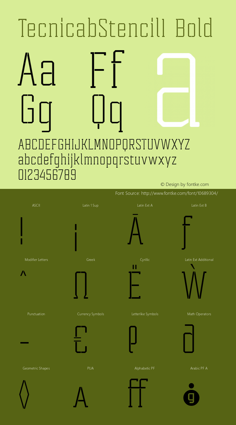 TecnicabStencil1 Bold Version 001.001 ;com.myfonts.easy.graviton.tecnica-slab-stencil.1-rg.wfkit2.version.4hJM Font Sample