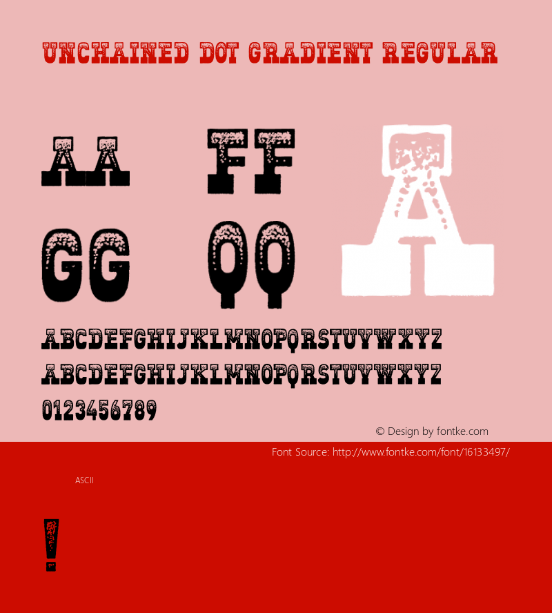 Unchained Dot Gradient Regular Version 1.000;PS 001.000;hotconv 1.0.70;makeotf.lib2.5.58329 DEVELOPMENT Font Sample