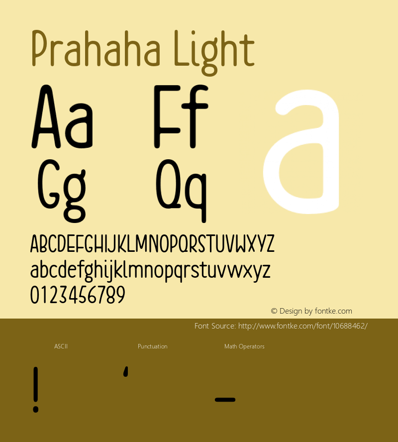 Prahaha Light Version 1.000 2007 initial release Font Sample