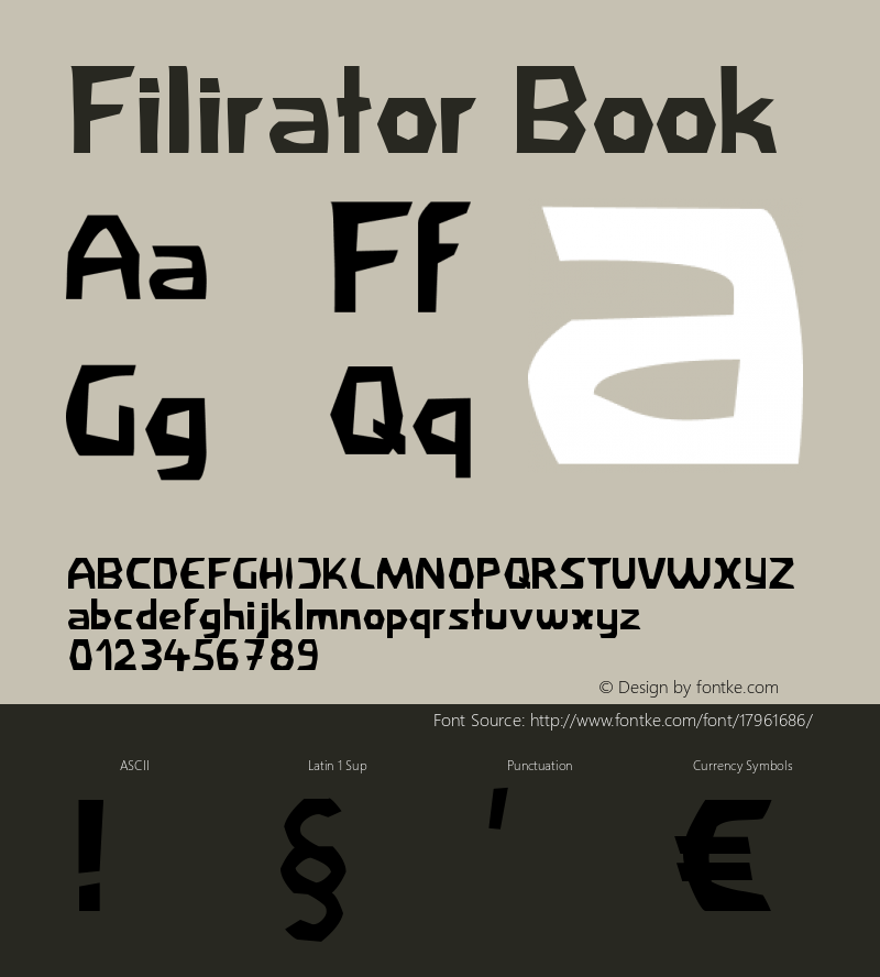 Filirator Book Version 1.0 Font Sample