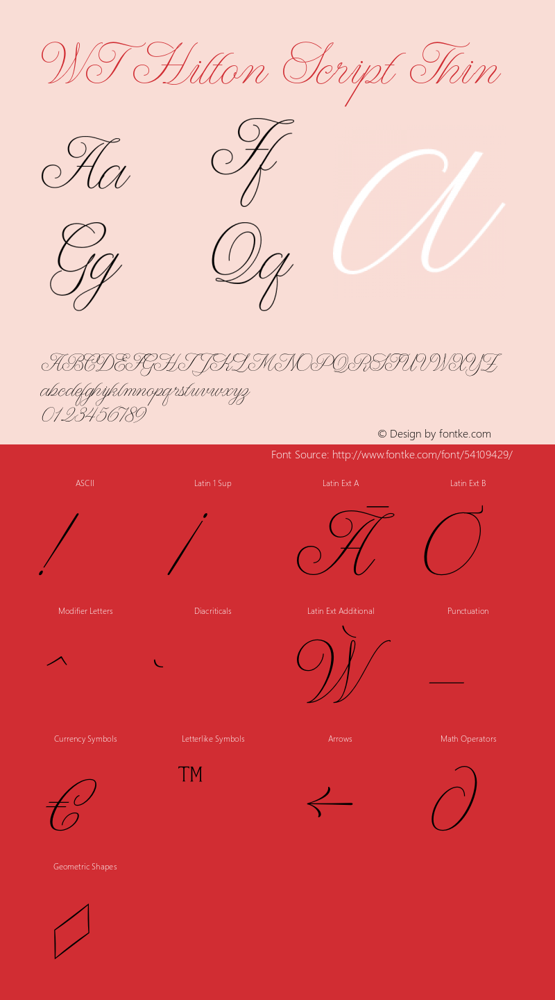 WT Hilton Script Thin Version 1.000;hotconv 1.0.109;makeotfexe 2.5.65596 Font Sample