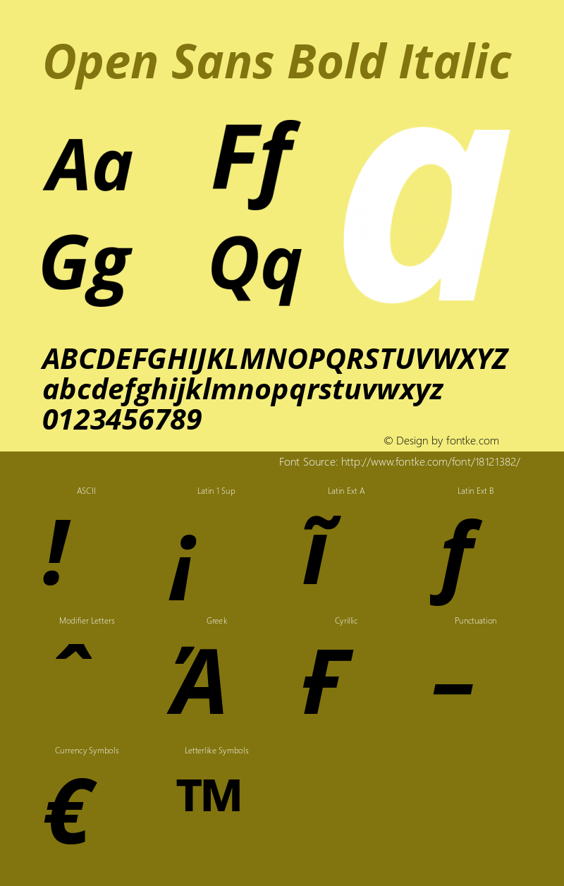 Open Sans Bold Italic Version 1.10 Font Sample