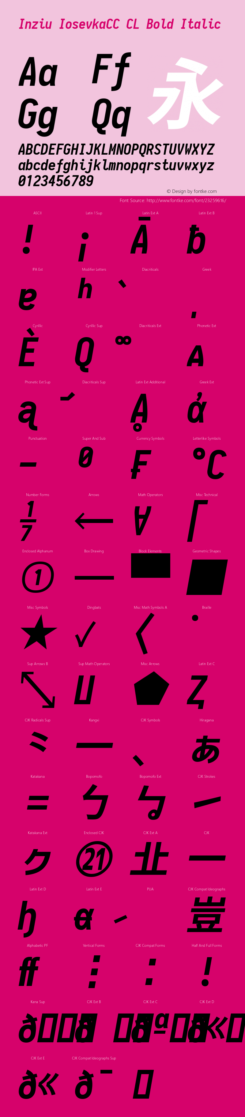 Inziu IosevkaCC CL Bold Italic Version 1.13.2 Font Sample