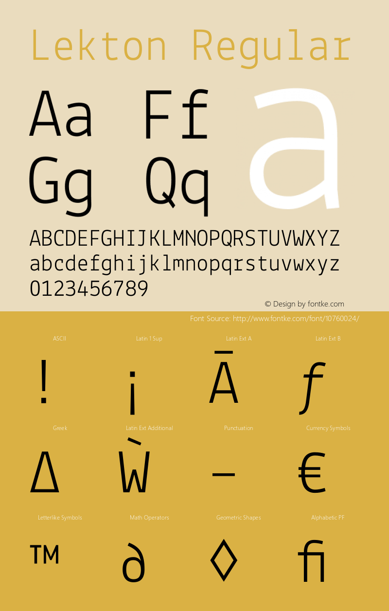 Lekton Regular Version 34.000 Font Sample