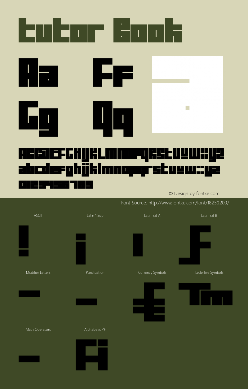 Tutor Book Version 1.000 2005 initial r Font Sample