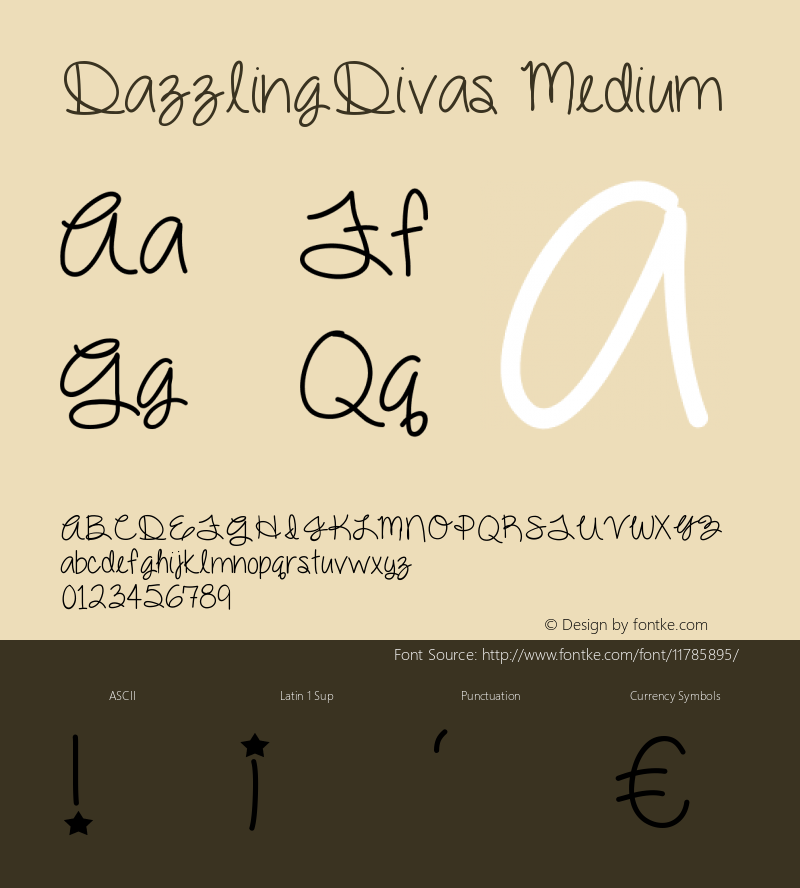 DazzlingDivas Medium Version 001.000 Font Sample