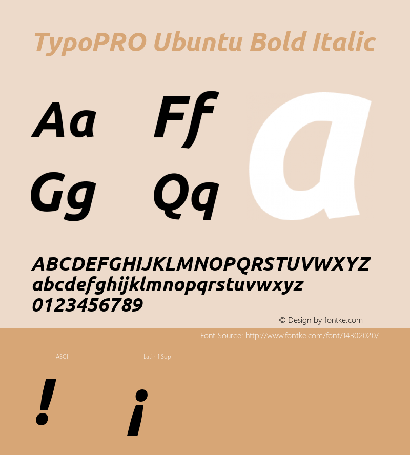 TypoPRO Ubuntu Bold Italic Version 0.80 Font Sample