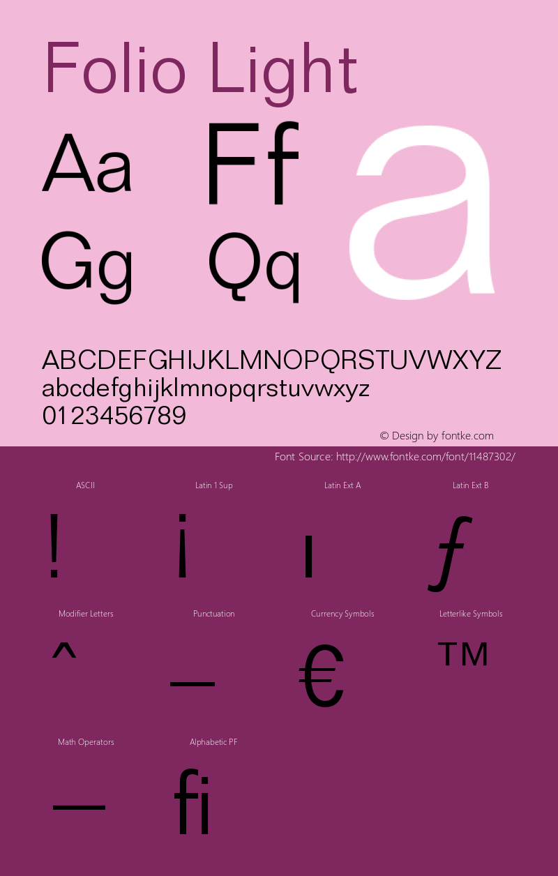 Folio Light Version 003.001 Font Sample