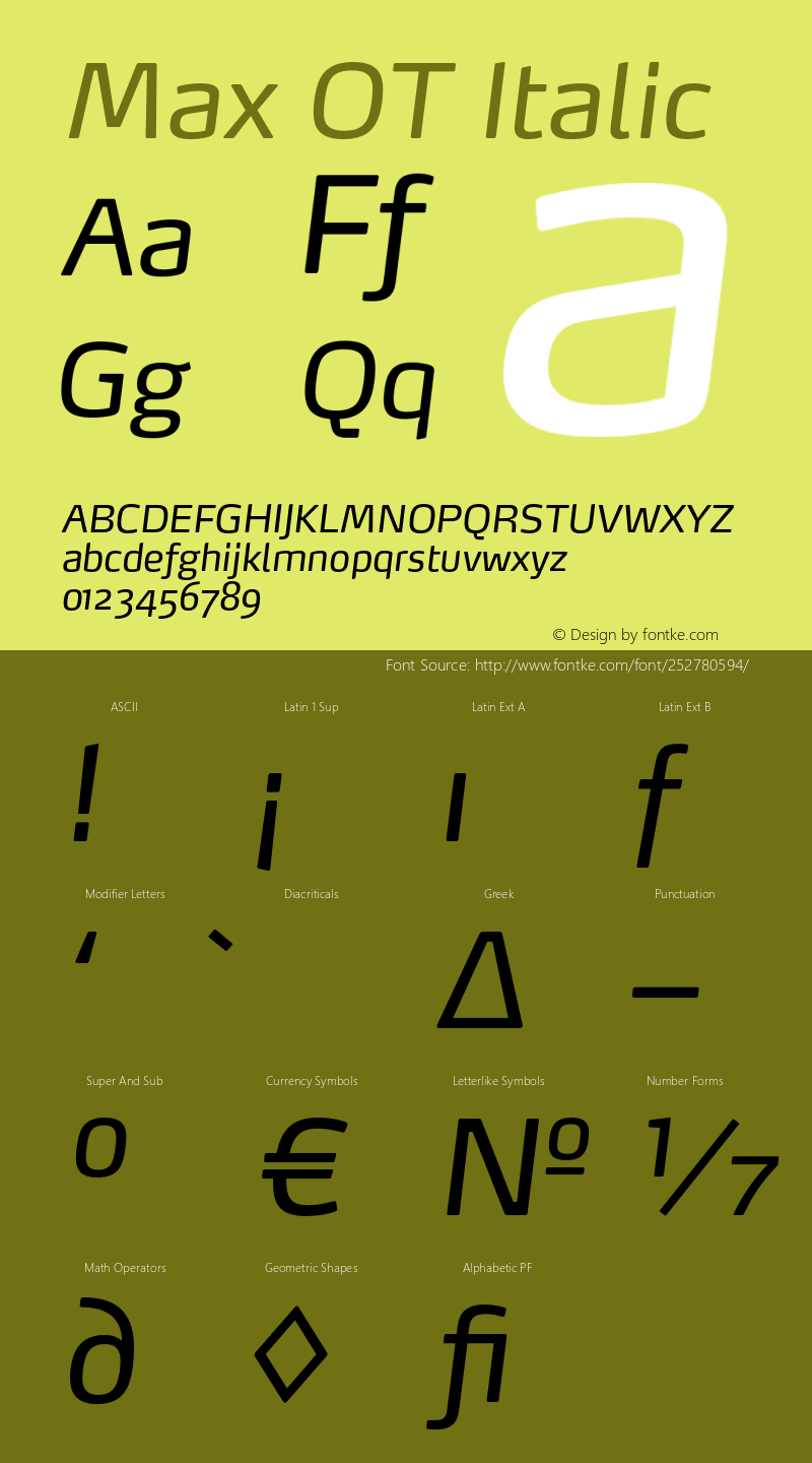 MaxOT-Italic Version 7.504; 2005; Build 1026图片样张