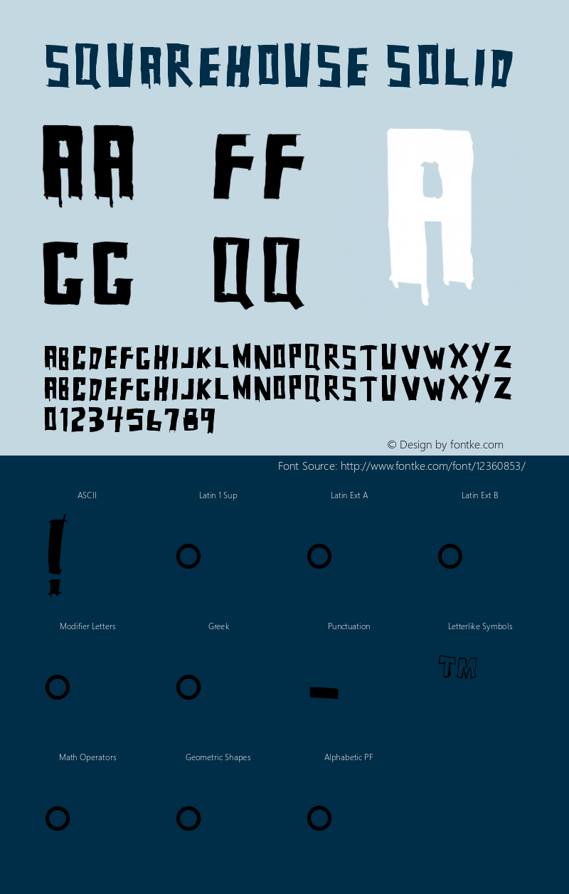 Squarehouse Solid Version 001.000 Font Sample