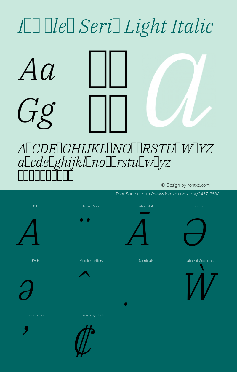 IBM Plex Serif Light Italic Version 1.002 Font Sample