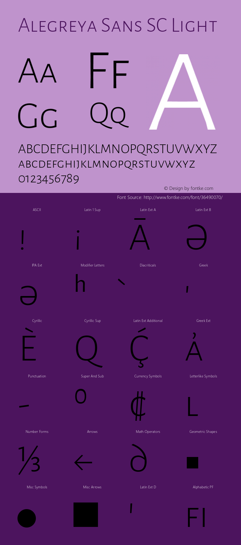 Alegreya Sans SC Light Version 2.003; ttfautohint (v1.6) Font Sample