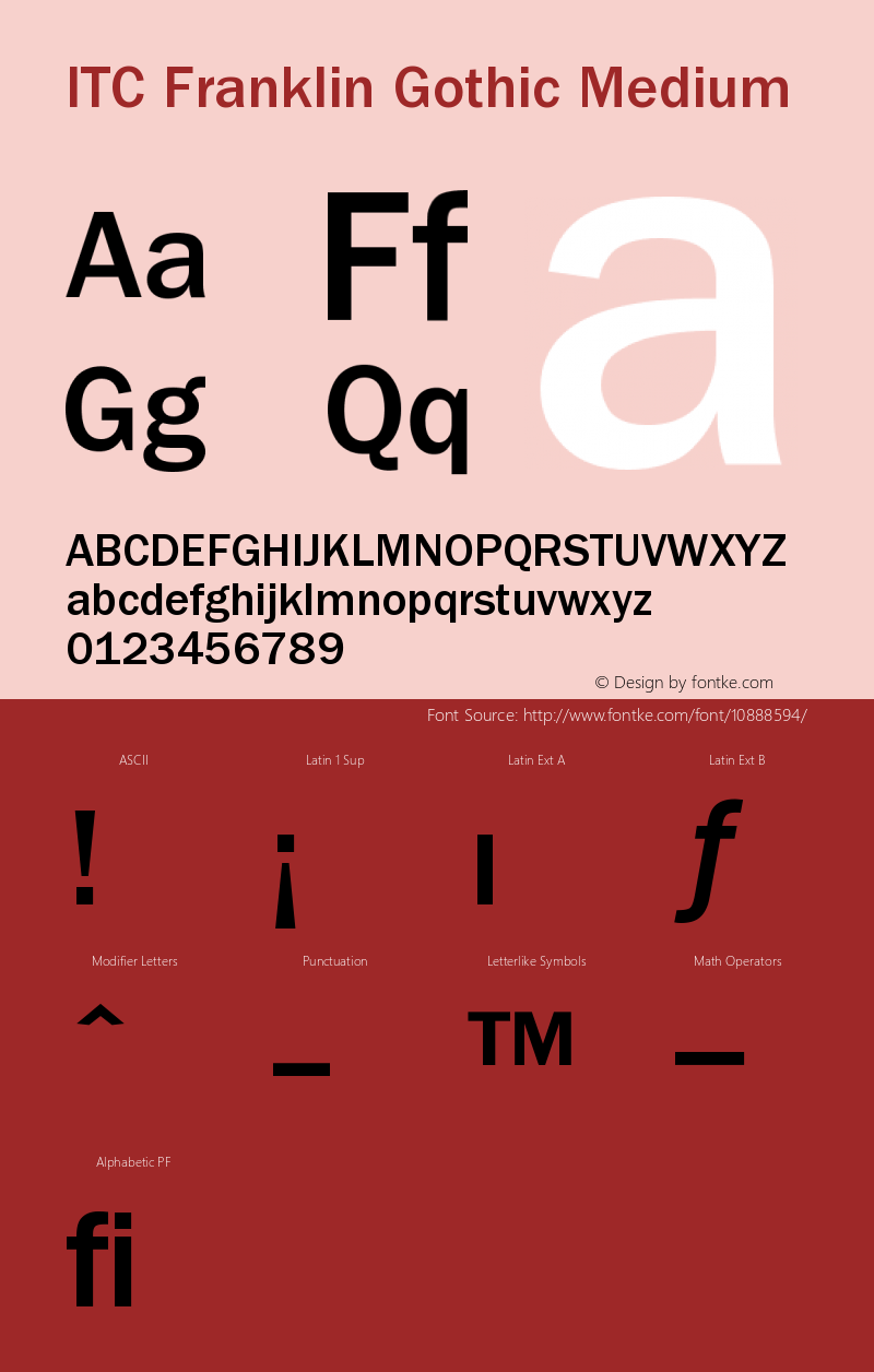 ITC Franklin Gothic Medium Version 001.000 Font Sample