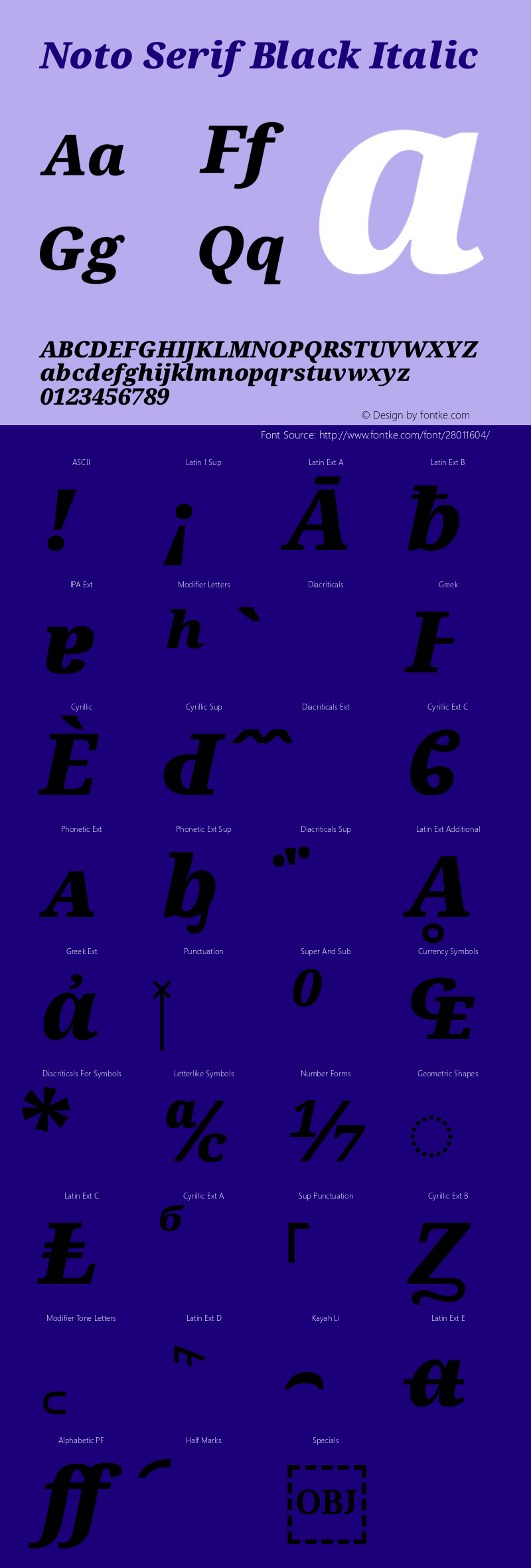 Noto Serif Black Italic Version 2.001 Font Sample