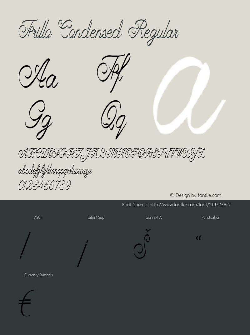 Frillo-CondensedRegular Version 1.000 Font Sample