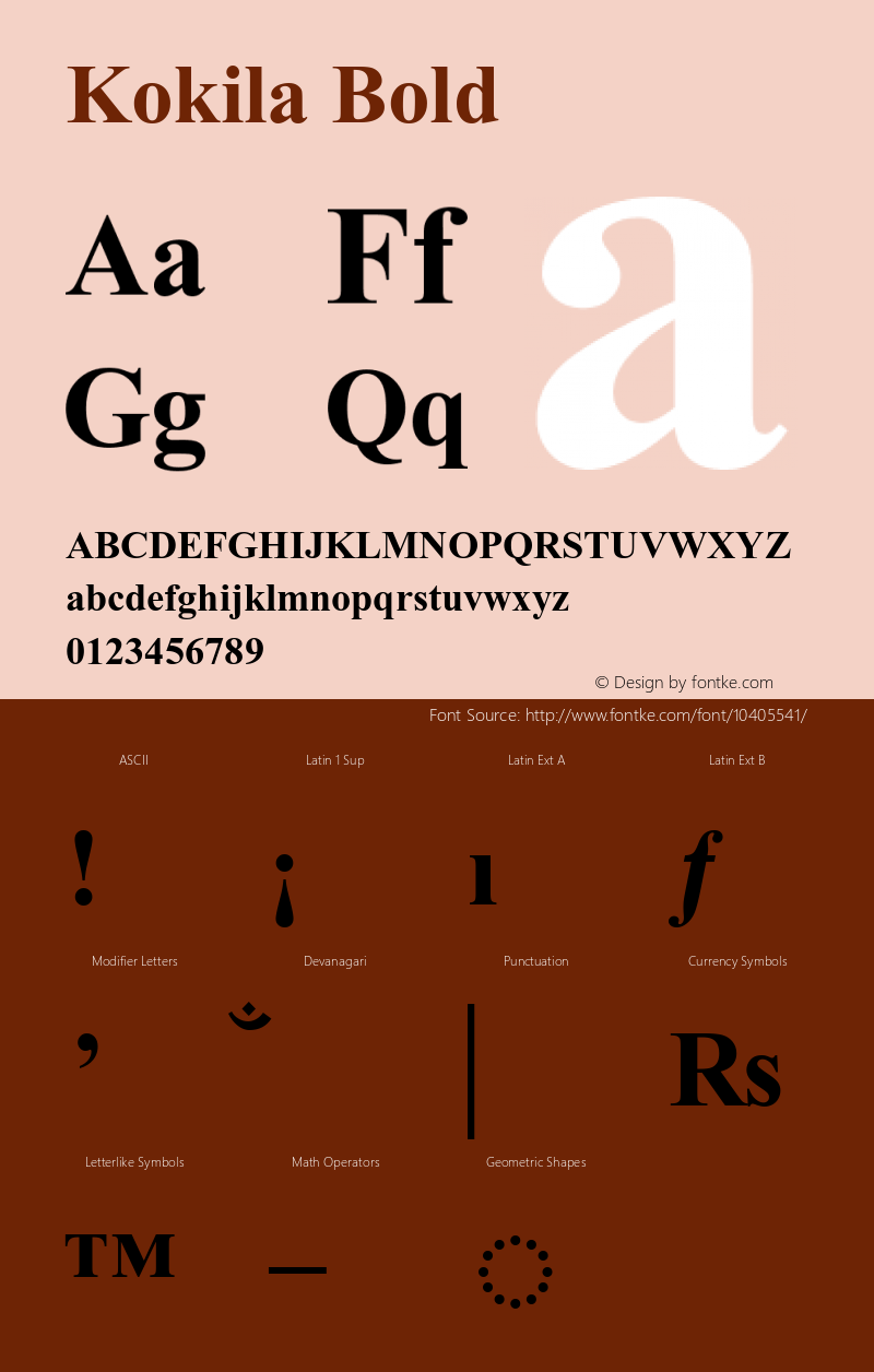 Kokila Bold Version 5.91 Font Sample