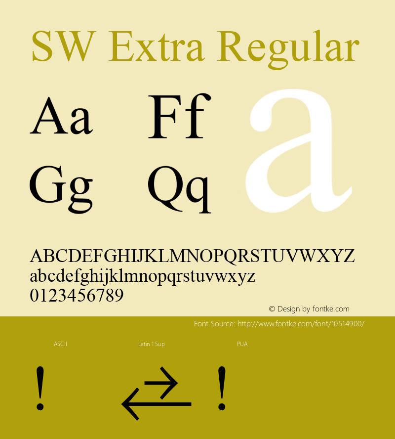SW Extra Regular Version 1.01 Font Sample