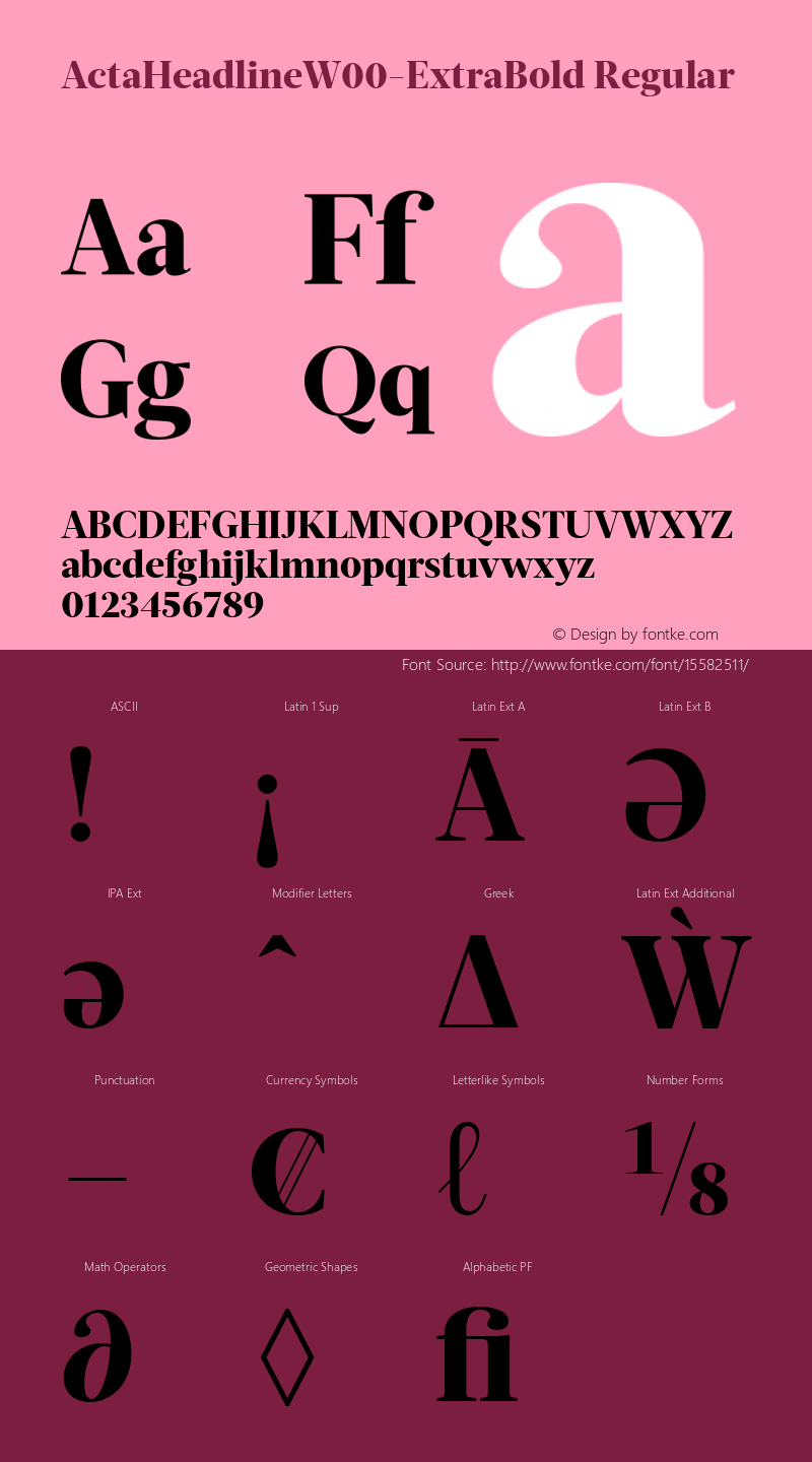 ActaHeadlineW00-ExtraBold Regular Version 1.10 Font Sample