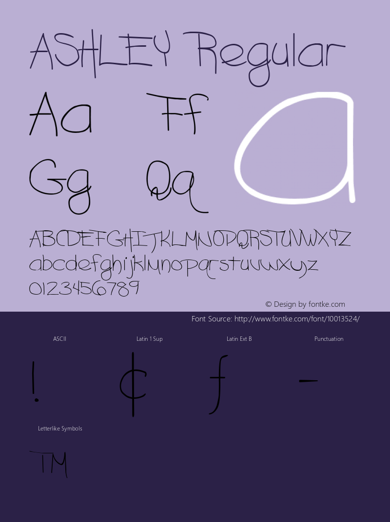 ASHLEY Regular Altsys Fontographer 3.5  3/17/97 Font Sample